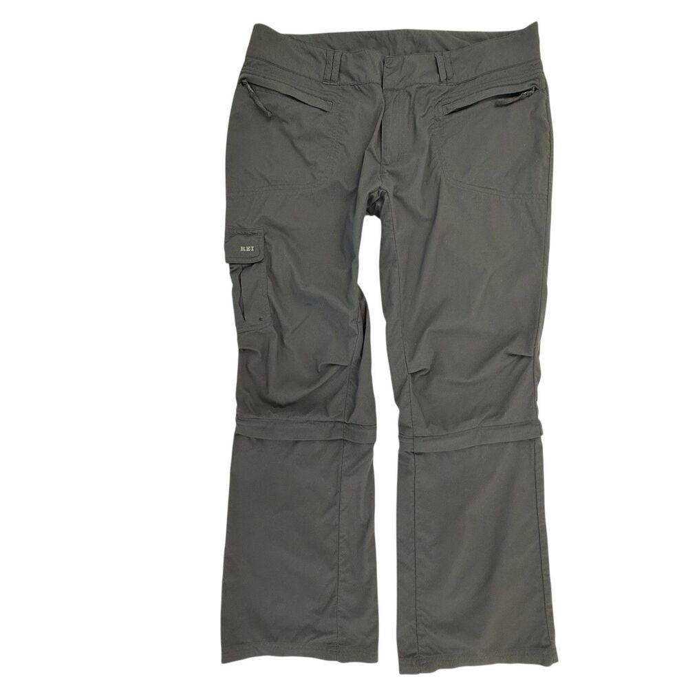REI Sahara Convertible Cargo Pants Women 14 Petite Gray Straight Leg Hiking